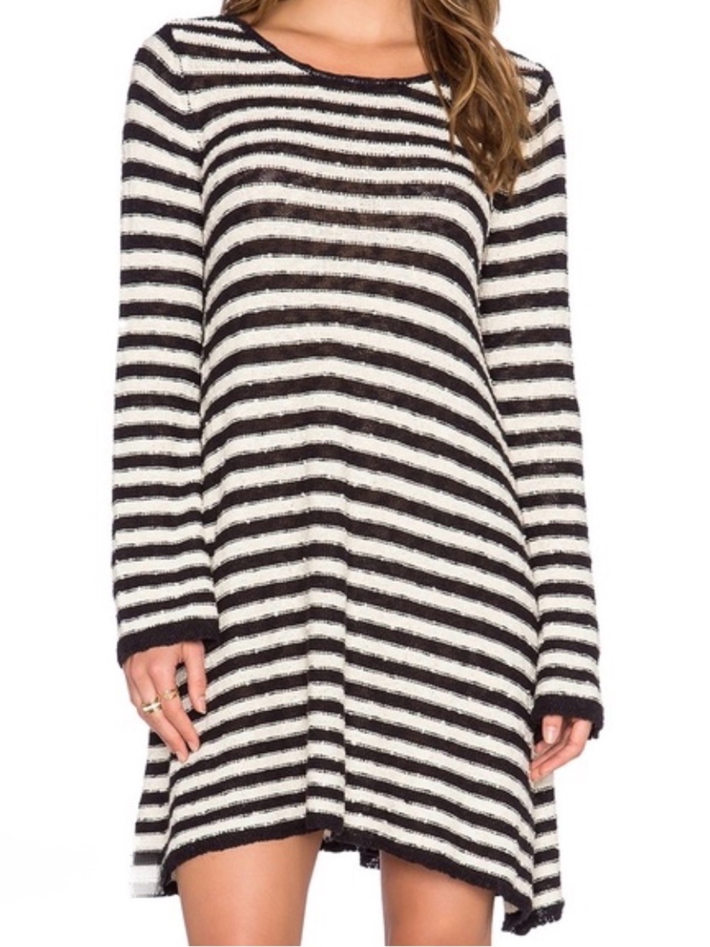 Free People striped swing tunic dress Black and Cream Striped Knit